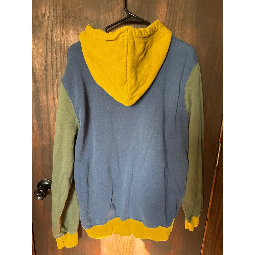 The North Face Mens XL Colorblock Hoodie Blue Yellow Green Pullover Sweatshirt